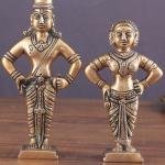 Pure Brass Vitthal Rukmini (Pandurangan Ruckhmai) Pair | 7" x 3" x 1.5" (17.8 x 7.6 x 3.8 cm) | 1.25 kg Sacred Art | Divine Couple